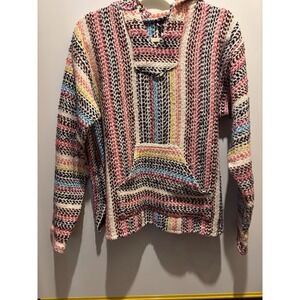 Women's Size Large Drug Rug Hoodie Pit To Pit 22" Length 25" Hippie